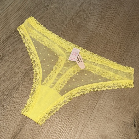 Victoria's Secret Yellow Lace Thong - Picture 2 of 4